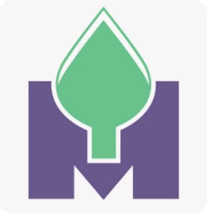 Innovatives Logo mit Baum und M, Symbol für nachhaltiges Management, Consulting & Training bei Slamanig.