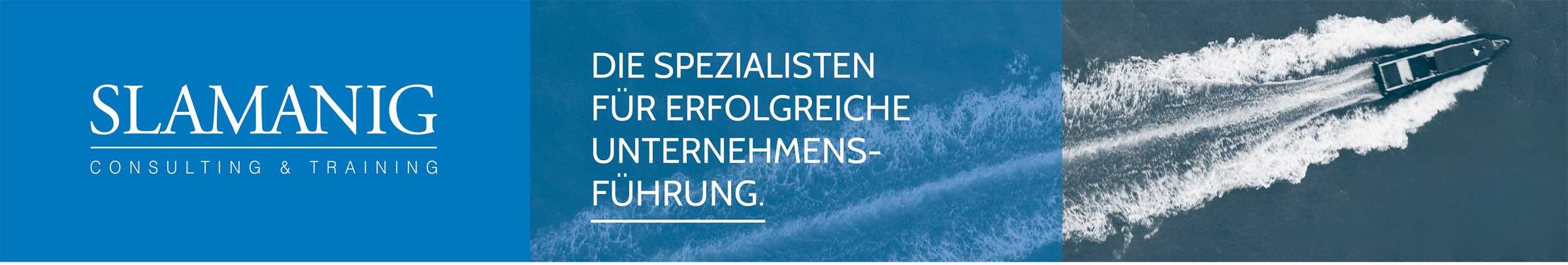 Slamanig Consulting & Training Logo und maritimes Motiv, professionelle Unternehmensberatung, Erfolg, Leadership, Coaching, Training, Innovation.