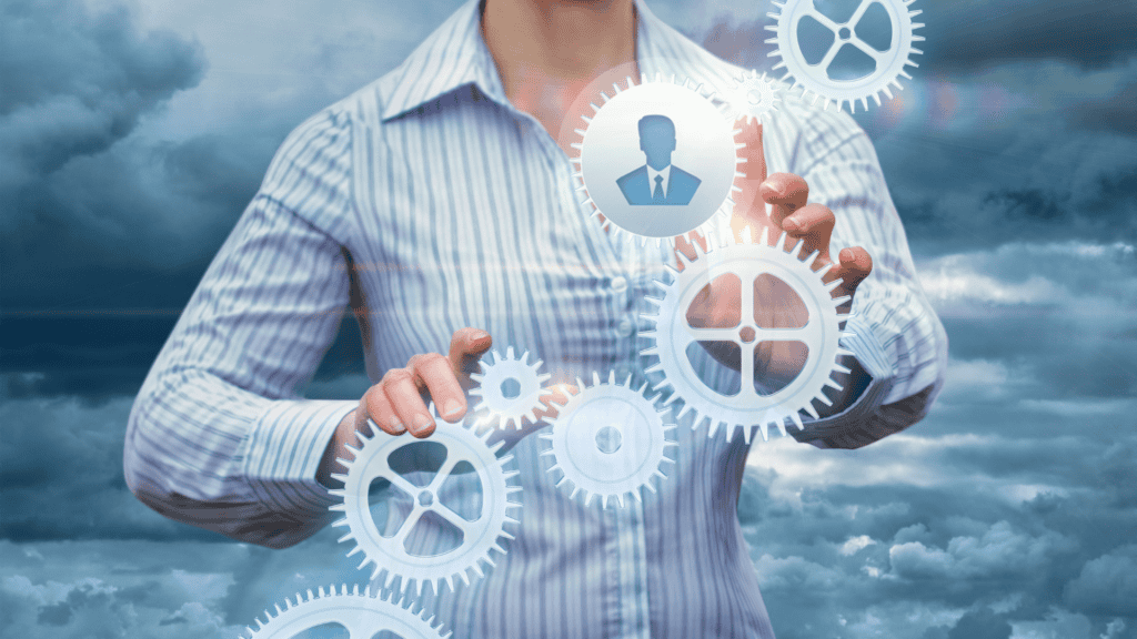 Moderne Geschäftswelt, Technologie und Strategie für nachhaltiges Wachstum.